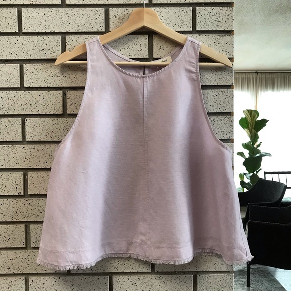 Aritzia Tops - Wilfred Aritzia Octave Cropped Sleeveless Blouse in Lilac Linen Blend - tank top